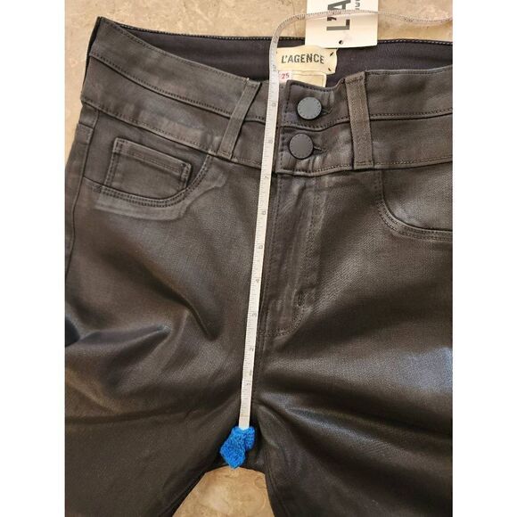 L'AGENCE Peyton high rise skinny ankle crop black coated stretch jeans NWT size - Picture 6 of 8